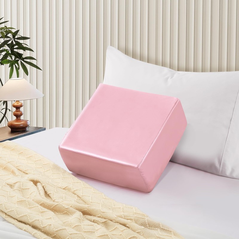 P Pothuiny Pink Cube Pillowcase Cover, Square Satin With Hidden