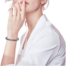 SONNYX 1PCS Crystal Stone Bracelets for Women Men Semi-Precious Gemstone Bracelets 8mm Round Beads Stretch Beaded Bracelet Jewelry, 7 inches, Stone, Cubic Zirconia