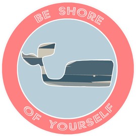 Athena Brands Blue Whale Be Shore of Yourself  - Car Truck Window Bumper Graphic Sticker Decal - Lobster Claw Red