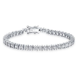 Classic Separated CZ Tennis Bracelet 925 Sterling Silver 7in