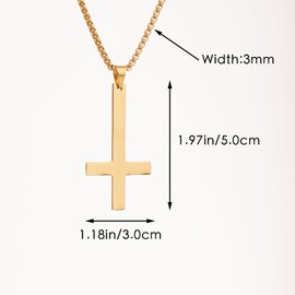 Scddboy Upside Down Cross Necklace,316L Stainless Steel Inverted Cross Pendant,Satanic Devil Jewelry for Women Men with 23.6+1.96" Adjustable Chain