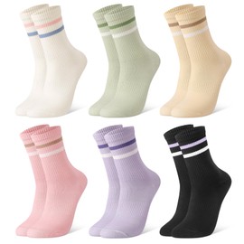 Utensilsto 6 paia di calzini da donna 39-42, Multicolore, Sportivi, Tennis, Strisce, Cotone, Comodi, Versatili per lo sport e il lavoro