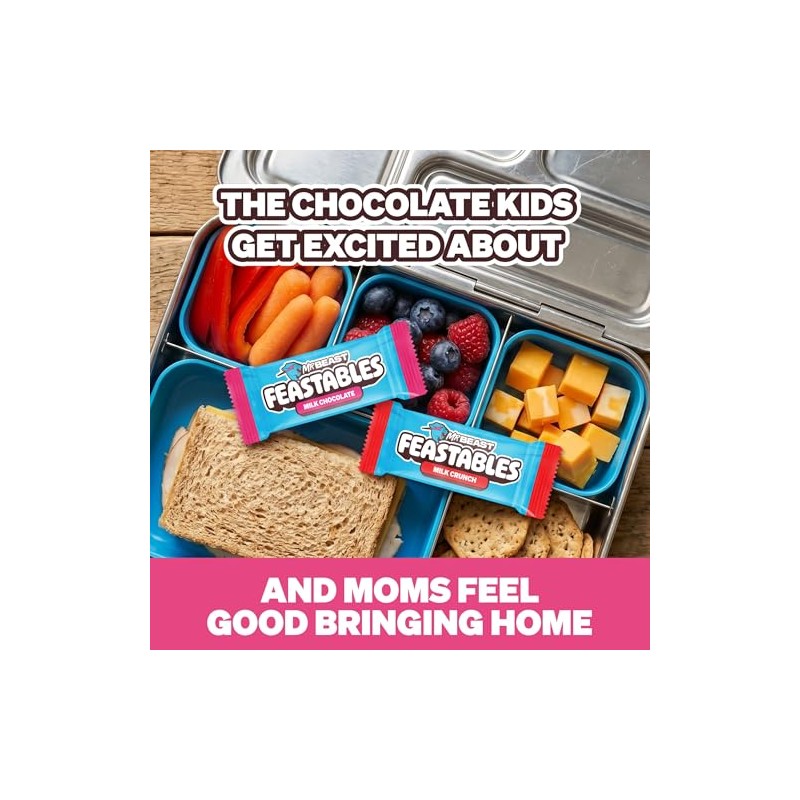 MrBeast Feastables Milk Chocolate & Milk Crunch Variety 2lb Box,