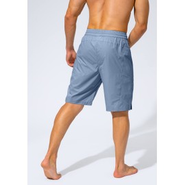 Traje de baño para hombre, de secado rápido, con bolsillos con cierre, pantalones cortos de playa, trajes de baño para hombre, sin forro de malla, Azul/claro, Medium