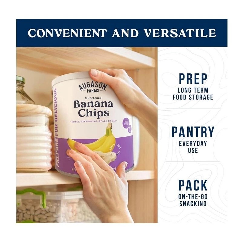 Augason Farms Sweetened Banana Chips Can, Emergency Food Supply, Everyday