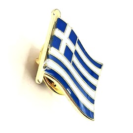 Greek Flag Metal Lapel Pin Badge, Metal