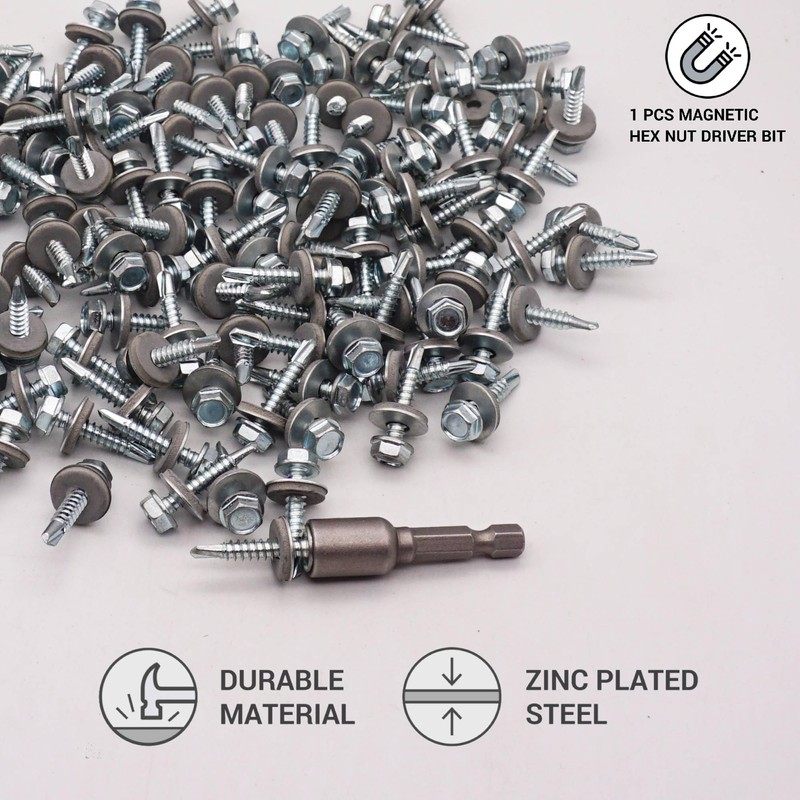 SKIR'CO Pack of 150 Galvanised Roofing Screws 4.8 x 25