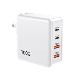 Type c Charger, 100 W, PD, Rapid Charger, 4 Ports Simultaneous Charging, Lightweight, Small, USB, PD3.0, QC3.0, PPS, SCP Standards, PSE Certified, GaN Technology, Foldable Plug, Compatible with iPads