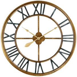 Dahlia Studios Metallic Gold 28 3/4" Round Hand-Made Iron Wall Clock