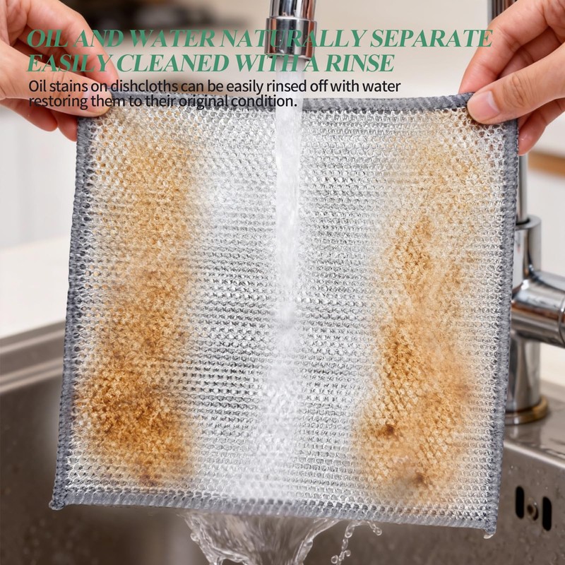 Amzlysdok 20PCS Non-Scratch Wire Dishcloth,Silver Mesh Dish Cloths with Diamond