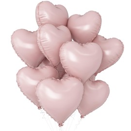 BTZO 10 Pack Heart-Shaped Foil Balloons Assorted 18 Inch Decoration, Valentine's Day, Confessions, Proposals, Birthday Parties, Weddings, Parties, Store Decorations, Film, Baby Pink