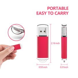 Kootion 128GB USB 2.0 Flash Drive Memory Stick Pen Drive with LED Indicator Red