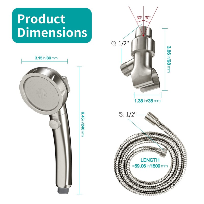 MIAOHUI Modern Handheld Shower Head with On Off Switch, High