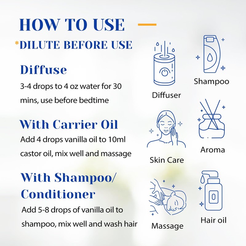 HIQILI Vanilla Essential Oil, Undiluted Natural Strong Fragrance Add in