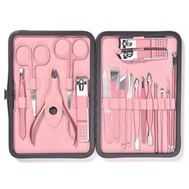 18pcs Manicure Set Professional Nail Clippers Kit Pedicure Care Tools Facial Care Set Stainless Steel Women Grooming Kit for Travel or Home