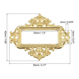 sourcing map Metal Label Holders, 55x43mm 24Pcs Vintage Lace-up Business Tag Label Frame Card Holder for Shelve File Office Library Drawer, Gold Tone