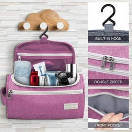 emissary Travel Hanging Toiletry Bag, Lightweight Travel Makeup Organizer for Women, Waterproof Cosmetic Makeup Bag Organizer with Hanging Hook for Accessories,Essentials, Toiletries, Pink