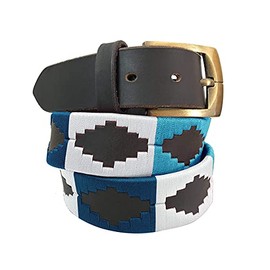 Carlos Diaz Mens Womens Premium Unisex Brown Leather Embroidered Designer Polo Belt (115 cm/ 44-46 Inches)