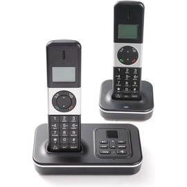 2 Handsets Cordless Phone with Answering System-Caller ID/Call Waiting & LCD Backlight Display/Keypad/Multi-Language/Long Range/Numbers Memories Storing(D1002 TAM-D)