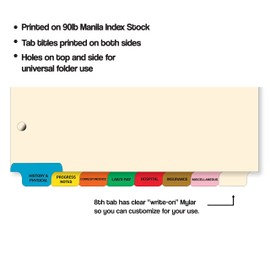 Doctor Stuff - Stock Medical Chart Fileback Divider Sets, 40 Sets of 8 Popular Healthcare Index Tabs, Bottom Tab, 8-1/2" x 11" with 1-3/4" top Flap Extension for Fasteners