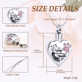 Minicremation Urn Necklaces for Ashes No Longer by My Side,But Forever in My Heart Carved Locket Cremation Urn Necklace for Pet Dogs Cats Ashes