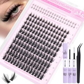 Manga Lash Clusters Kit Spiky Eyelash Clusters Kit with Bottom Cluster Eyelash Extensions Wispy Individual Lashes Kit with Lash Bond and Seal 8mm-16mm Doll Lash Extensions Kit