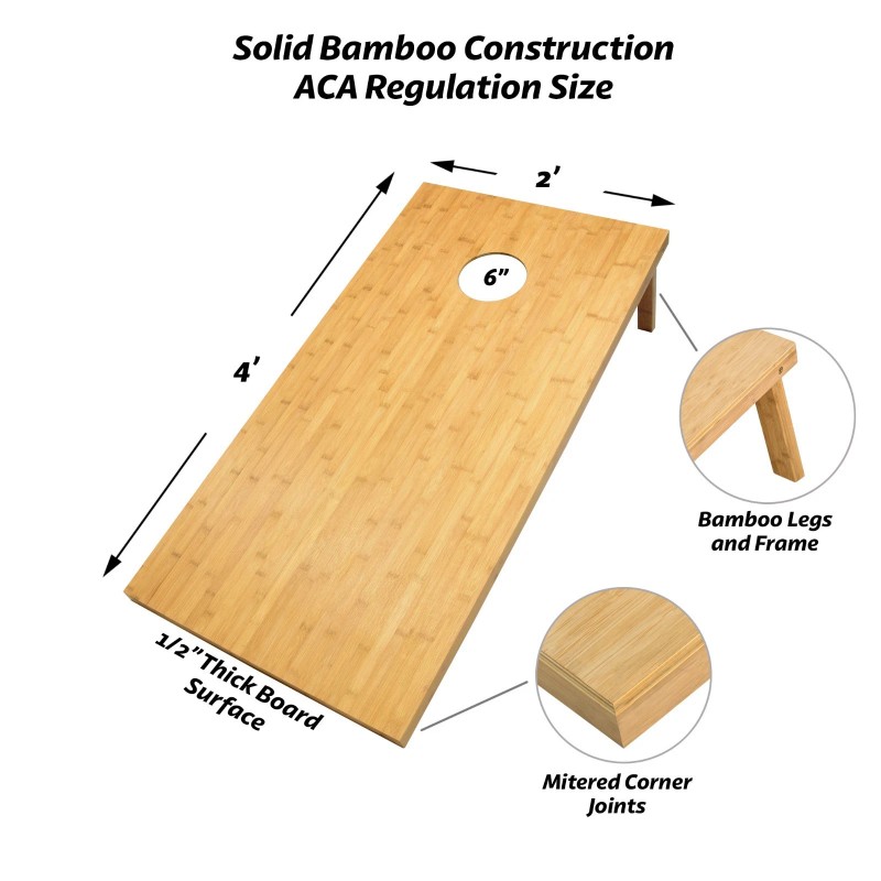 GoSports Regulation Size Bamboo Cornhole Toss Set | 8 Bean