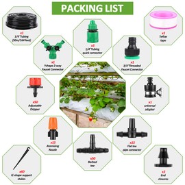 LasTool Garden Watering System,164FT/50M Drip Irrigation System Kits with 1/4 inch Blank Distribution Tubing Hose, Automatic Irrigation Equipment Set for Patio Lawn