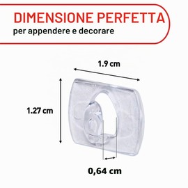 Command Ganci di fissaggio, 60 mini ganci trasparenti e 68 piccoli nastri adesivi per la decorazione di ghirlande luminose, senza danni