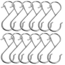 ARARAGI S-Shaped Hook, S Shaped Hook, S Hook, S Hook, Large, Rustproof, Load Capacity 66.1 lbs (30 kg), For Bathrooms, Kitchens, Bathrooms, Washrooms, Entryways, Hanging Small Items, Hanging (Silver,