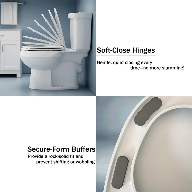MinSha V-Shape Toilet Seat Soft Close Elongated, Matte White Easy