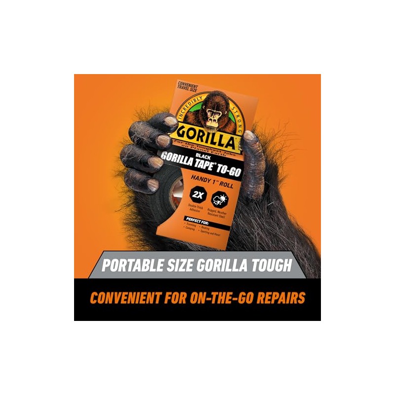 Gorila Cinta Americana To-Go, Paquete de 2, Negro