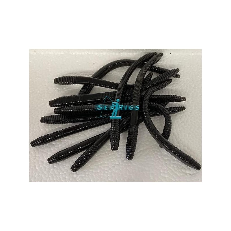 Black Lugworm 12 x 4 Inch -10cm - Artificial Soft