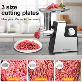 XFCNIKOU Electric Meat Grinder, 2800W Max Sausage Stuffer,Stainless Steel Meat Mincer With 2 Blades, 3 Plates, Sausage Tube And Kubbe Kit For Home Kitchen Use