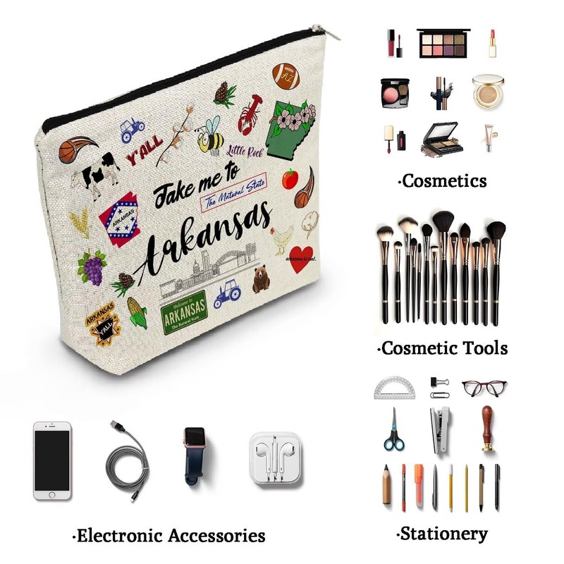 YULUENZE Take Me To Arkansas Makeup Bag Arkansas Travel Gift