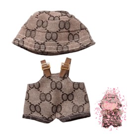 Clothing for 17 cm plush, 17 cm doll clothes, clothing accessories for 17 cm doll, doll clothes, bucket hat and dungarees set, without doll