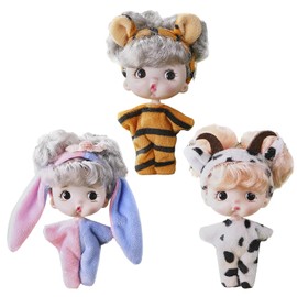 3Pcs Tiny Treasures Baby Doll Mini Reborn Dolls with Animal Clothes,Cute Little Doll Baby Elves Realistic Rebirth Dolls Miniature Cry Baby Doll Accessories for Girls Boys Kids Christmas Birthday Gifts