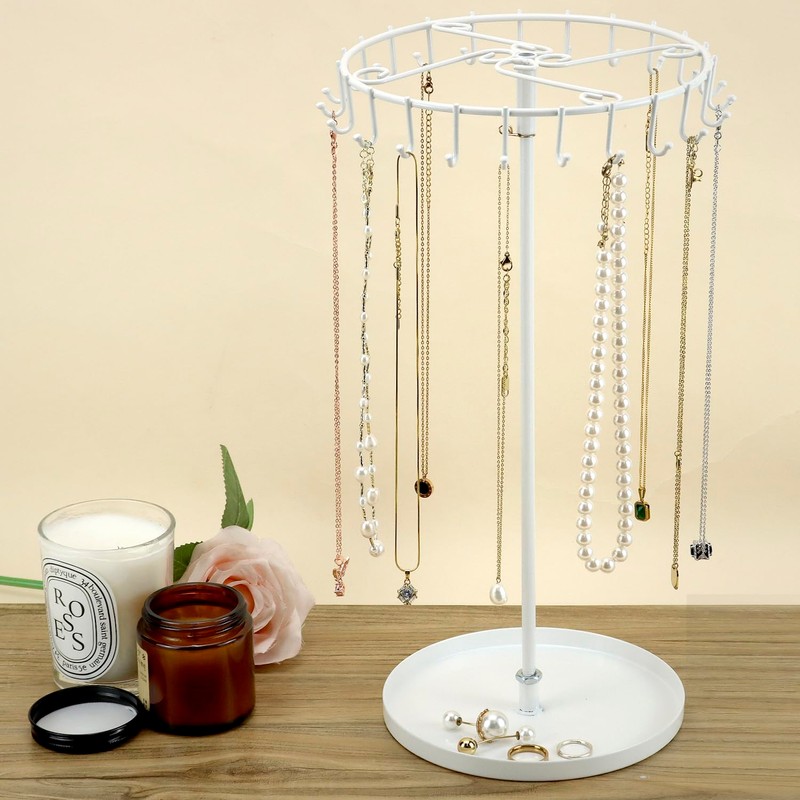 QWORK® Spinning Jewelry Tree Display Stand, Jewelry Organizer with 23