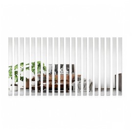 OUTANA Acrylic Mirror Wall Stickers, Peel and Stick Mirror Strips for Wall Decor, Shatterproof Decorative Mirror Tiles for Entryway, Bedroom, Hallway & Small Space Decor (20, Silver)