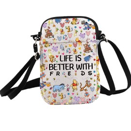 PXTIDY Cartoon Crossbody Bag Life Is Better With Friends Friendship Gift Bear Lover Gift Magical Kingdom Gift