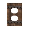 biondbong Rustic Farmhouse Brown Wood Barn Door Duplex Outlet Cover