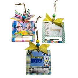Colorful - Easter Money Holder - Bunny - Basket Tag - Ornament - Gift for Him Her