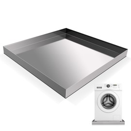 Washing Machine Drain Pan-30" x 32" x 2.5" Heavy Duty 304 Stainless Steel，Washing Machine Tray with anti-slip bottom pad, No Hole