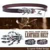Laquest Men's Skull Hand Buckle Leather Belt Metal Buckle Punk