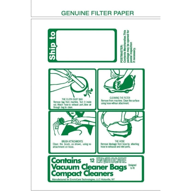 TriStar EnviroCare Vacuum Cleaner Dust Bags Fit TriStar and Compact