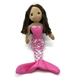The Petting Zoo, Mermaid Doll, Mermaid Gifts for Girls, Plush Mermaid Doll, 12 inch (Dark Skin)