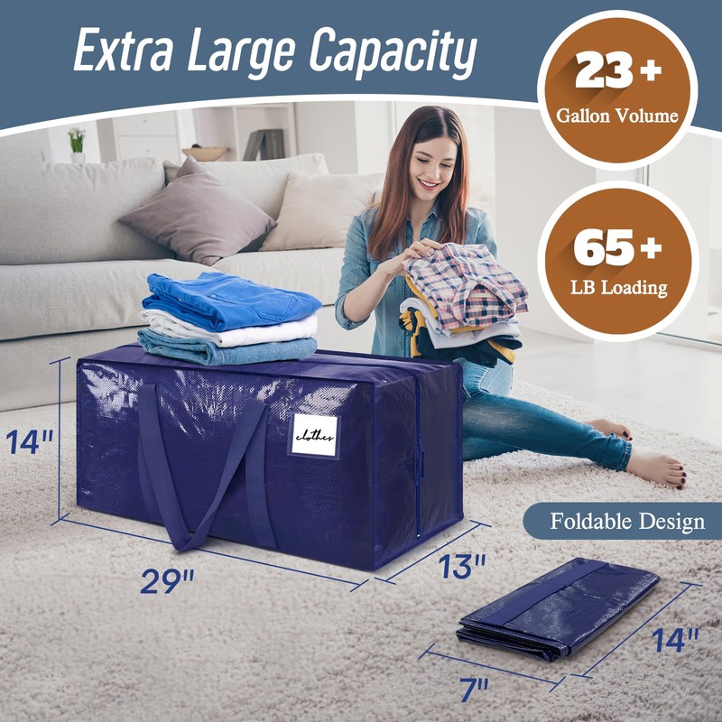 6 Pack Extra Heavy Duty Large Moving Bags with Strong