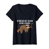 Stress is also no solution funny sleeping sloth V-Neck T-Shirt