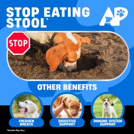 No Poo Chews for Dogs - Coprophagia Stool Eating Deterrent with Probiotics & Enzymes - Stop Dogs from Eating Poop - Digestive Support Soft Chews for All Breeds & Sizes - Forbid Stool Eating Deterrent