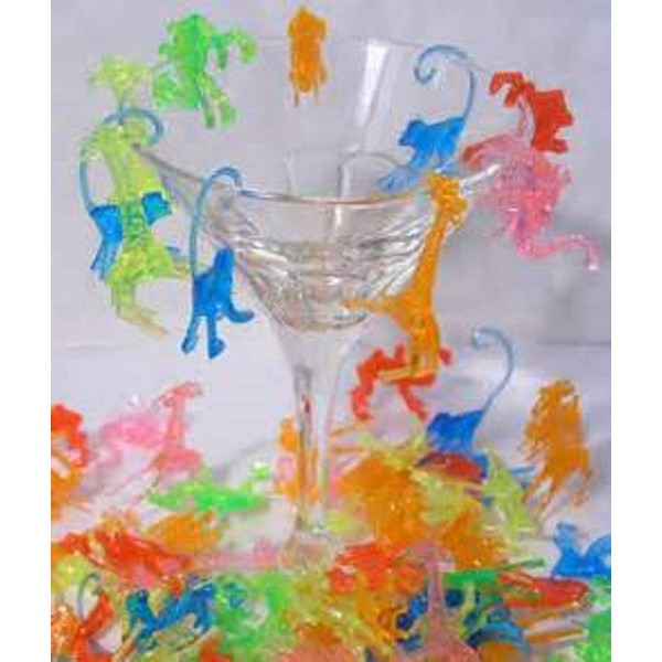 Plastic Mixed Animal Cocktail Drink Markers/Charms (72)